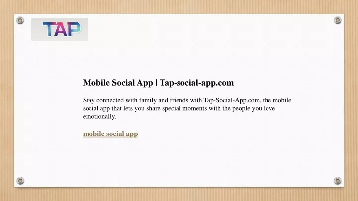mobile social app tap social app com stay