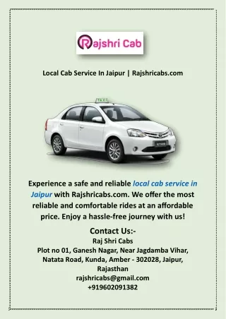 Local Cab Service In Jaipur