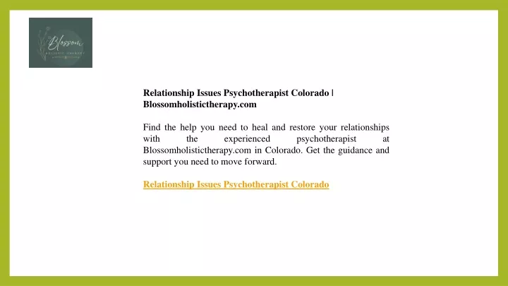 relationship issues psychotherapist colorado