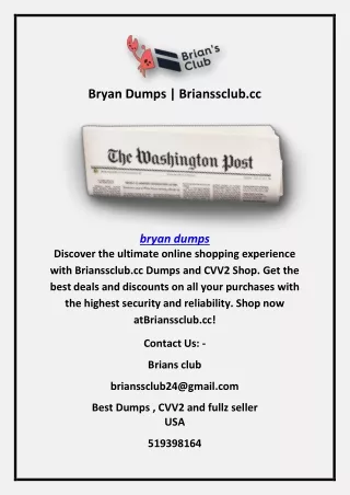 Bryan Dumps | Brianssclub.cc