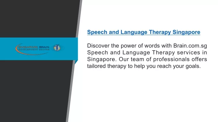 speech and language therapy singapore