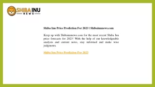 Shiba Inu Price Prediction For 2023  Shibainunews.com