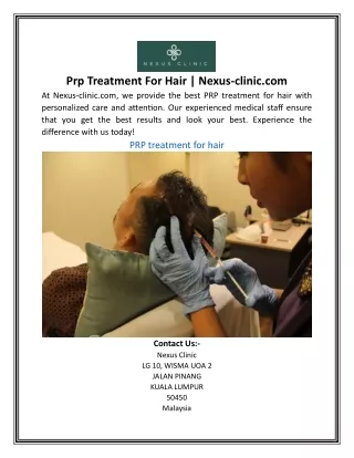 Prp Treatment For Hair | Nexus-clinic.com
