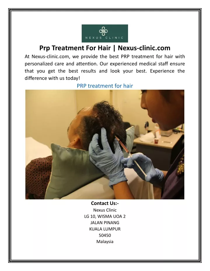 prp treatment for hair nexus clinic com at nexus