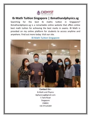 Ib Math Tuition Singapore | Ibmathandphysics.sg