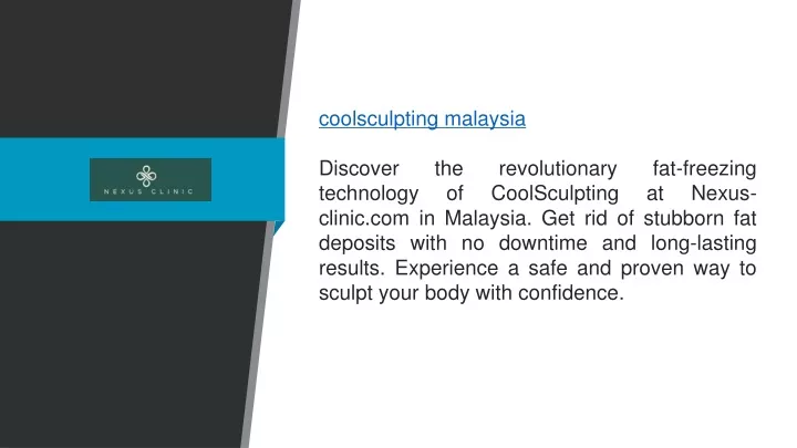 coolsculpting malaysia discover the revolutionary