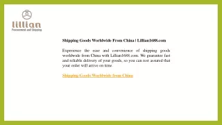 Shipping Goods Worldwide From China  Lillian1688.com