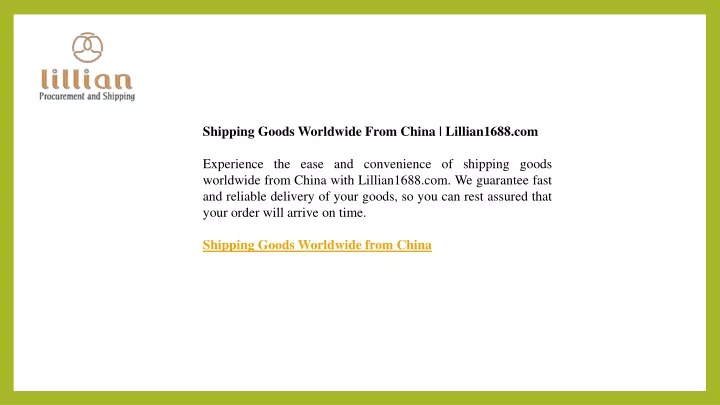 shipping goods worldwide from china lillian1688