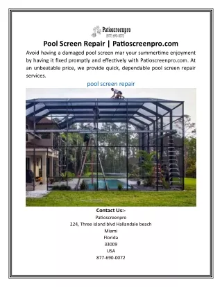 Pool Screen Repair | Patioscreenpro.com