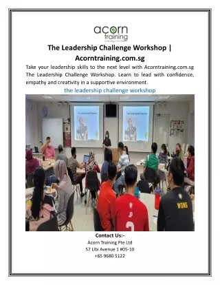 The Leadership Challenge Workshop | Acorntraining.com.sg