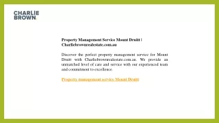 Property Management Service Mount Druitt  Charliebrownrealestate.com.au