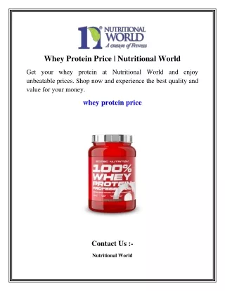 Whey Protein Price   Nutritional World