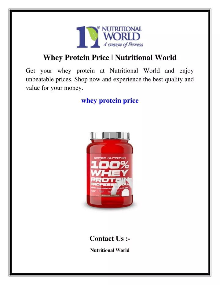whey protein price nutritional world