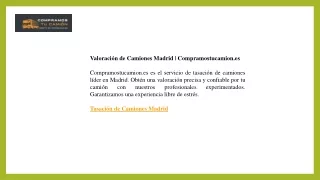 Valoración de Camiones Madrid  Compramostucamion.es
