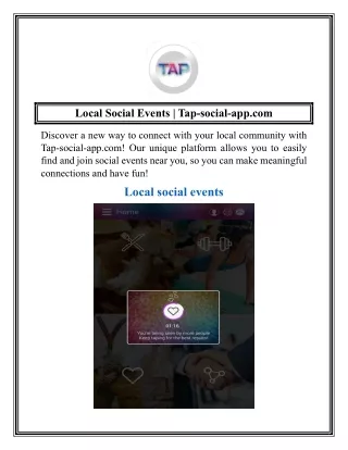 Local Social Events  Tap-social-app.com