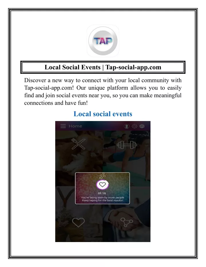 local social events tap social app com
