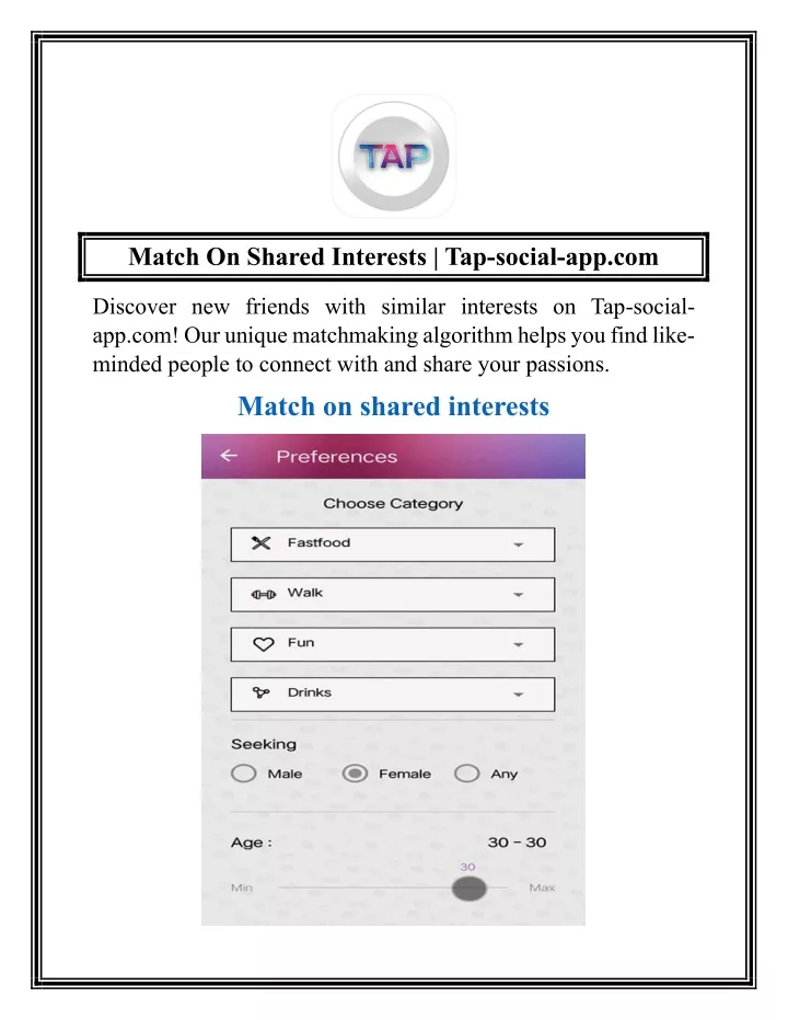 match on shared interests tap social app com