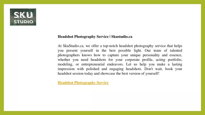 headshot photography service skustudio