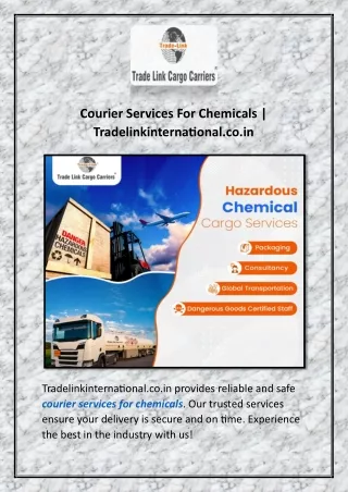 Courier Services For Chemicals | Tradelinkinternational.co.in
