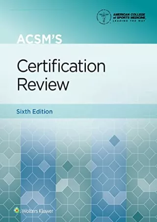 PDF ACSM's Certification Review (American College of Sports Medicine) ebooks
