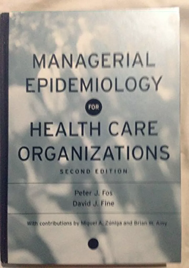 managerial epidemiology for health care