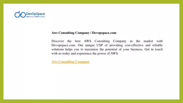 aws consulting company devopspace com discover