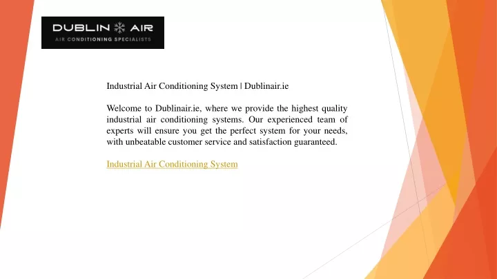 industrial air conditioning system dublinair