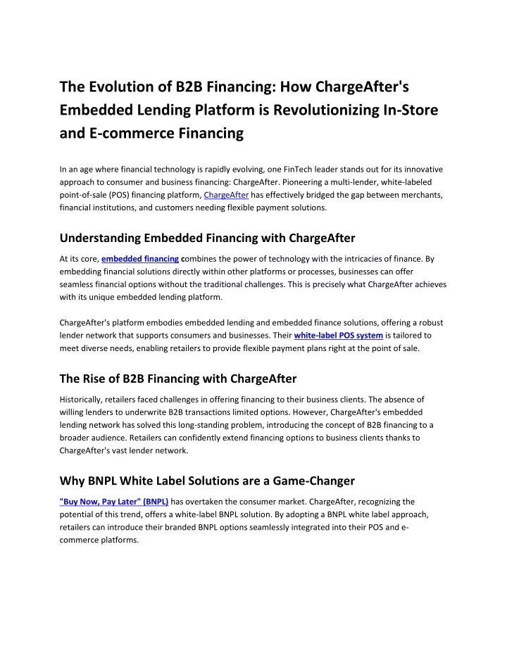 the evolution of b2b financing how chargeafter