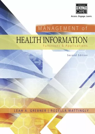 DOWNLOAD/PDF Management of Health Information: Functions & Applications