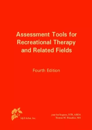 get [PDF] Download Assessment Tools for Recreational Therapy and Related Fields, 4th Edition