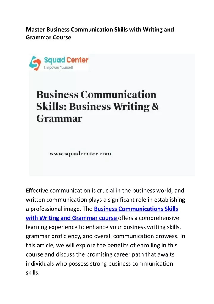 master business communication skills with writing