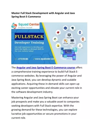 Master Full Stack Development with Angular and Java Spring Boot E-Commerce