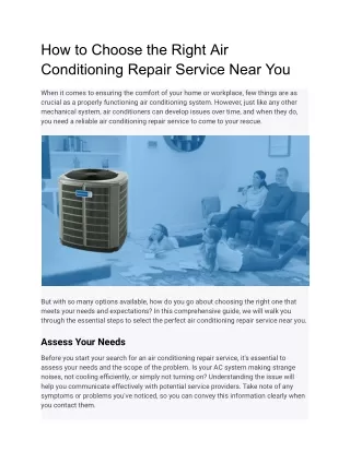 PPT - How to Choose the Right Air Conditioning Repair Service ...