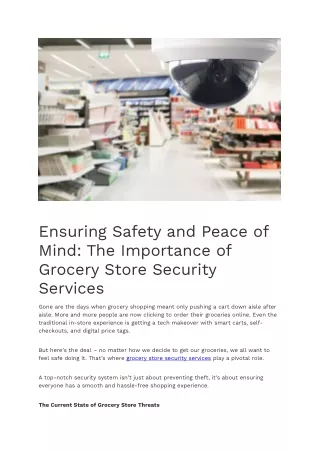 Importance of Grocery Store Security Services