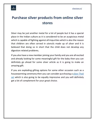 Purchase silver products from online silver stores