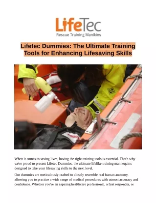 Lifetec Dummies: The Ultimate Training Tools for Enhancing Lifesaving Skills