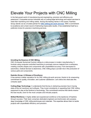 elevate your projects with cnc milling