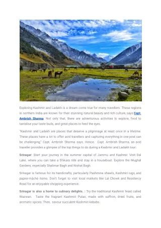 Capt. Ambrish Sharma | Things to Do on Kashmir Ladakh Tour
