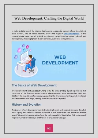 Web Development Crafting the Digital World