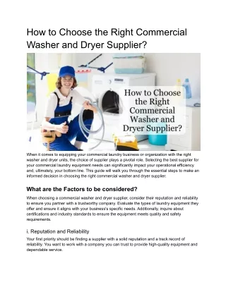 How to Choose the Right Commercial Washer and Dryer Supplier