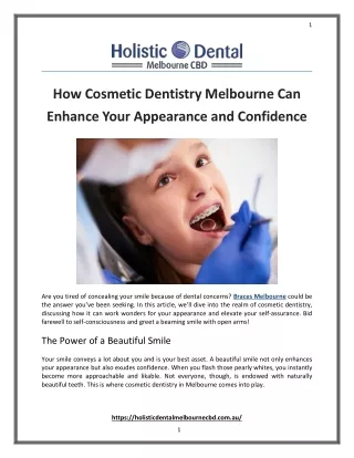 How Cosmetic Dentistry Melbourne Can Enhance Your Appearance and Confidence