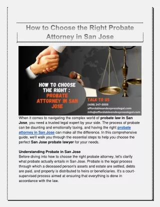 How to Choose the Right Probate Attorney in San Jose