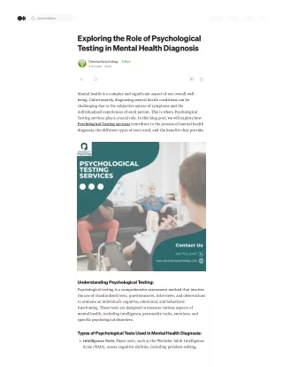 Exploring the Role of Psychological Testing in Mental Health Diagnosis