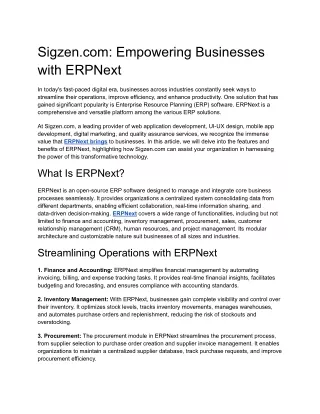 Sigzen.com_ Empowering Businesses with ERPNext