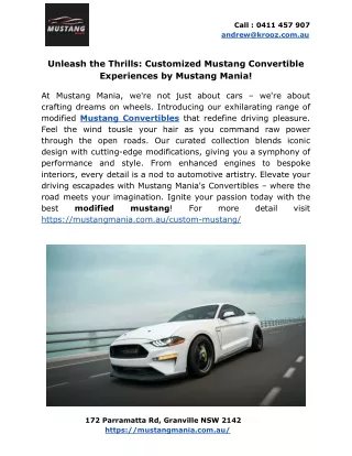 Unleash the Thrills Customized Mustang Convertible Experiences by Mustang Mania
