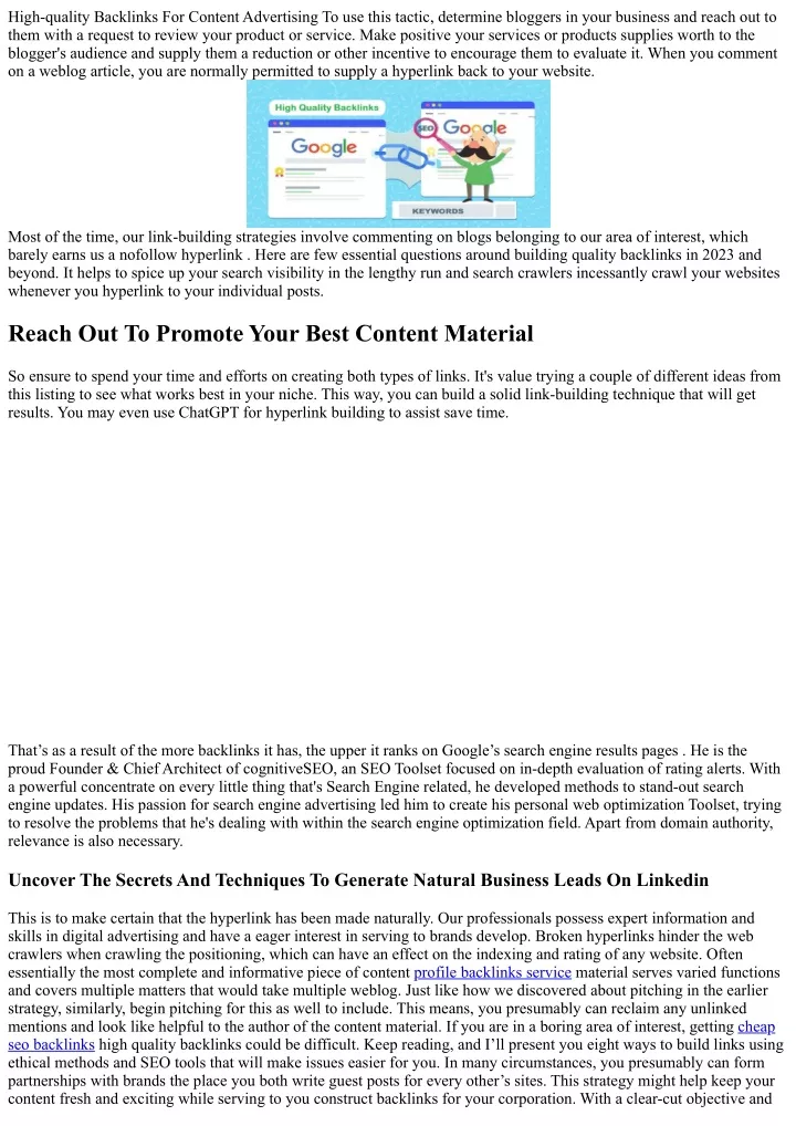 high quality backlinks for content advertising