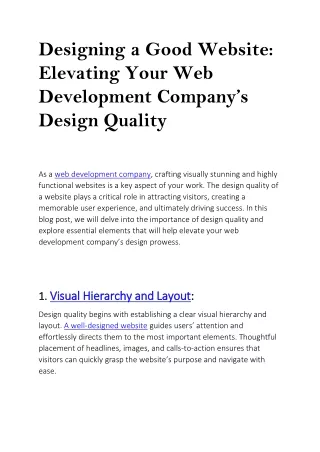 Designing a Good Website Elevating Your Web Development Company Design Quality