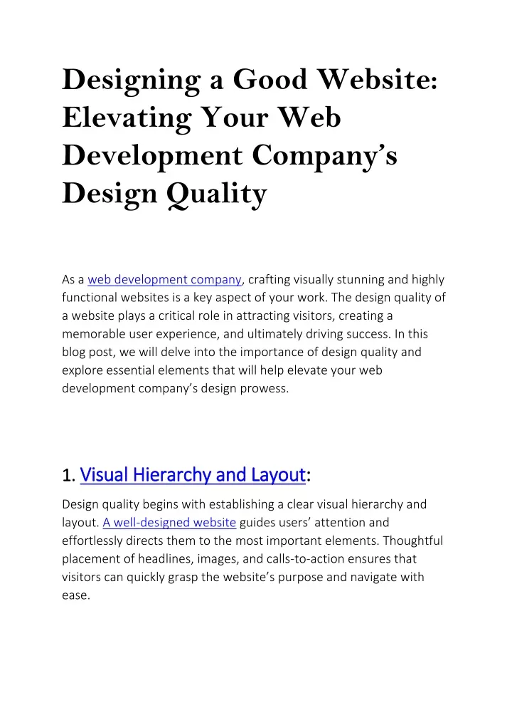 designing a good website elevating your