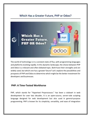 Which Has a Greater Future, PHP or Odoo