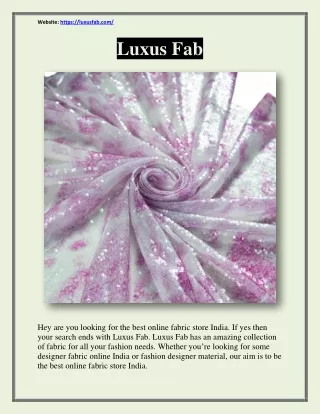 Luxus Fab - Fashion Designer Material - Designer Fabric Online India